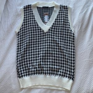 Black and Cream Houndstooth Sweater Vest